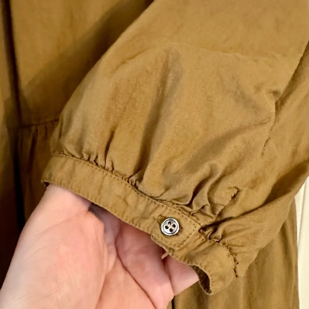 Xirena Tiered Blouson-Sleeve Poplin Midi Dress Size Large Hazelnut. - Picture 4 of 6